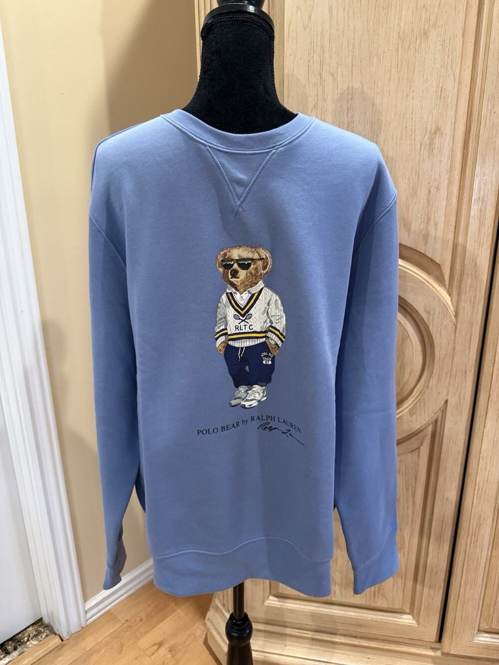 Polo Ralph Lauren Tennis Bear Blue Crewneck Sweatshirt Men’s Size Large Nwt